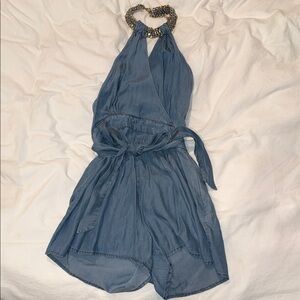 Bebe Blue Halter Romper- size 4